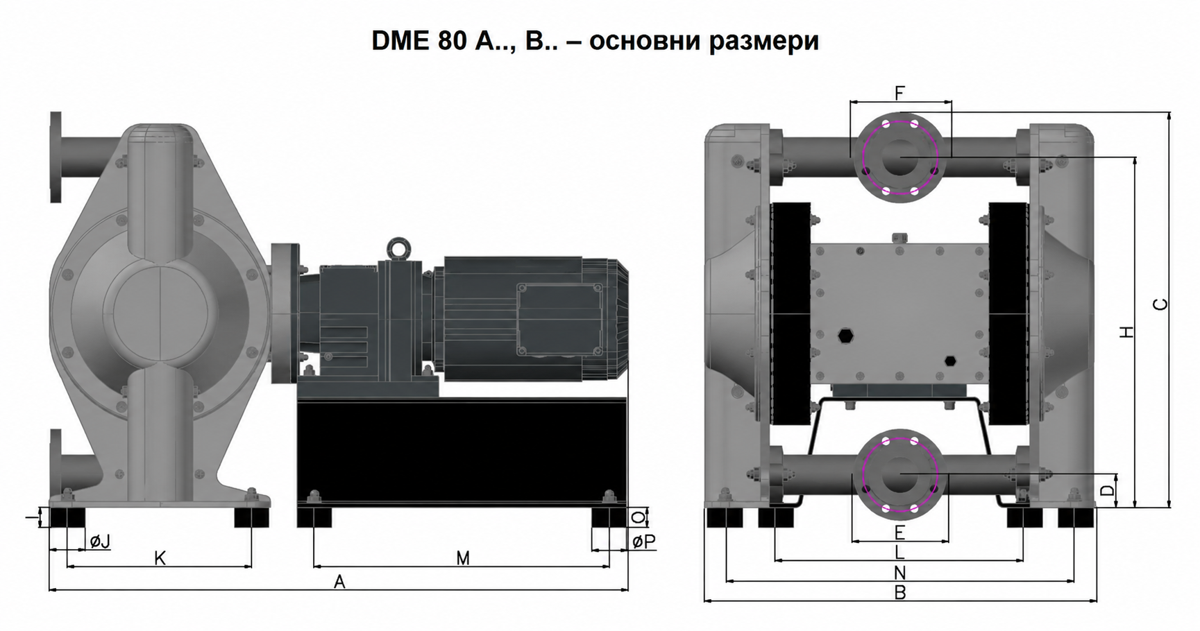 Метална серия DME80 размери